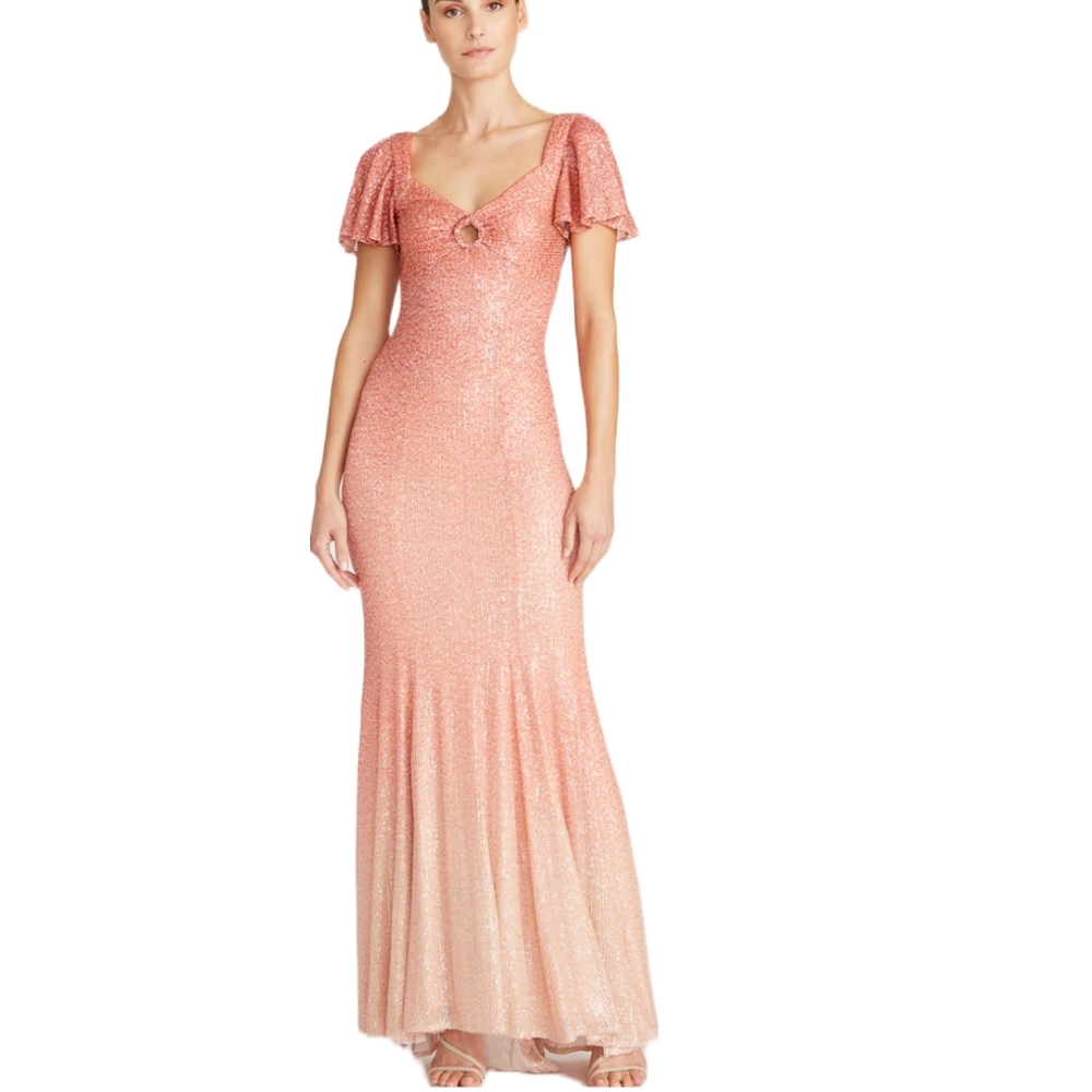 Theia Estelle Ombre V Neckline Sequin Embellished Gown